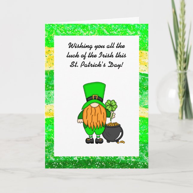 Glad St Patrick's Day | Söt Leprechaun Kort (Framsida)