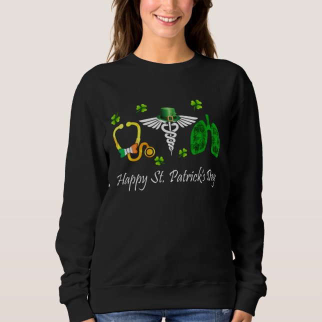 Glad St Patrick's Day Stetoskop Symbol Lungor Sjuk T Shirt (Framsida)