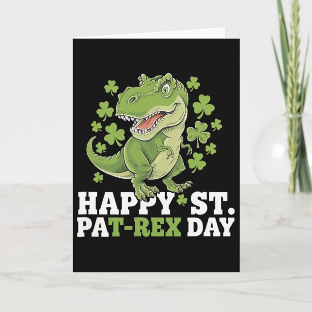 Glad St Patricks Day T-Rex och shamrocks St Patric Kort (Framsida)