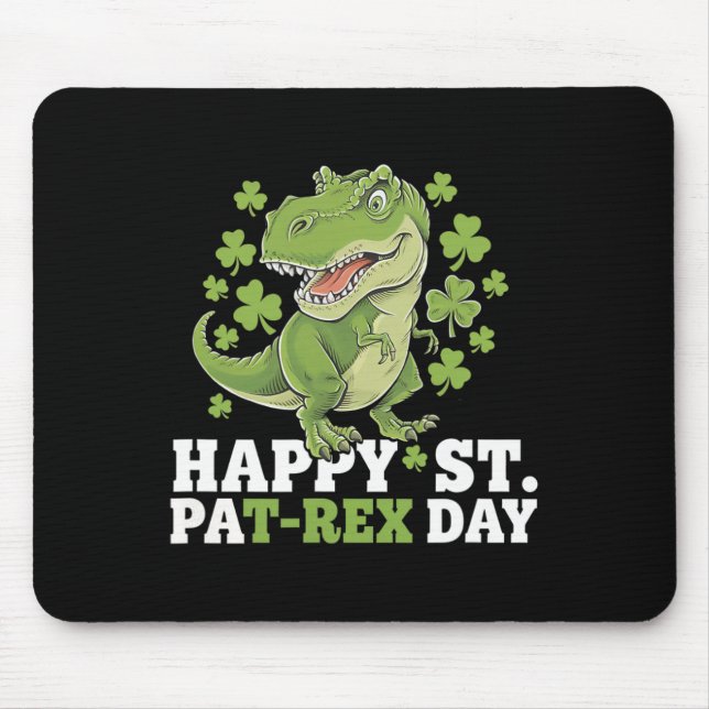 Glad St Patricks Day T-rex Och Shamrocks St Patty Musmatta (Framsidan)