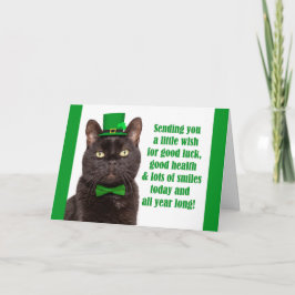 Glad St Patricks Day till någon söt svart katt  Helgkort