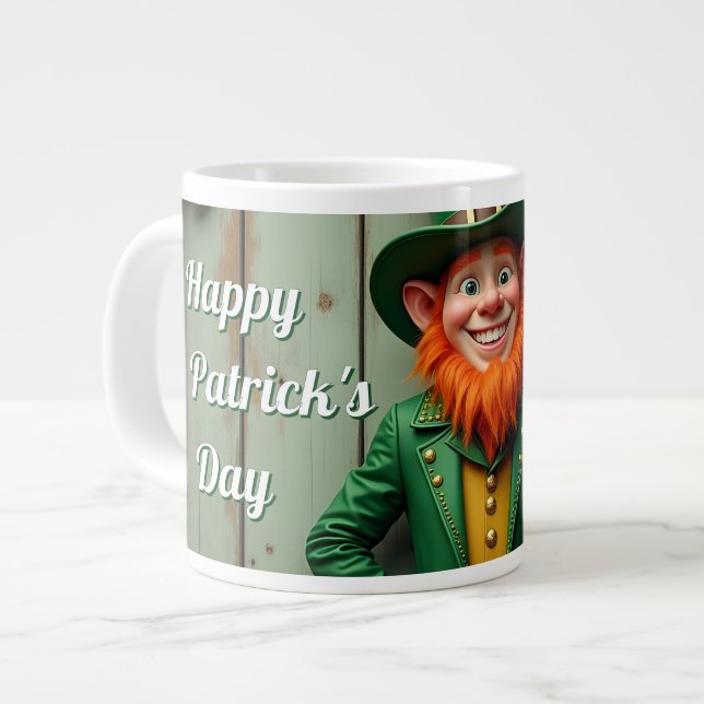 Glad St. Patrick's Day Tomte Jumbo Mugg (Framsida vänster)
