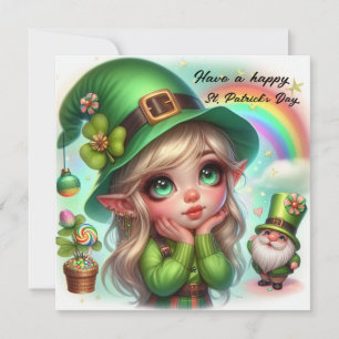 Glad St Patricks Day Tomte och Leprechaun Julkort