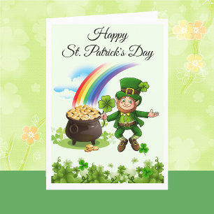 Glad St. Patricks Day Tomte Regnbåge Beställning Kort
