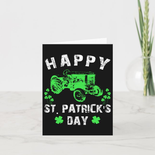 Glad St Patricks Day Traktor Rolig Småpojke  Kort (Framsida)