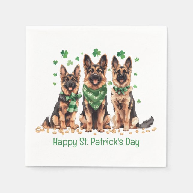 Glad St. Patrick's Day tyska vallhundar Pappersservett (Framsidan)