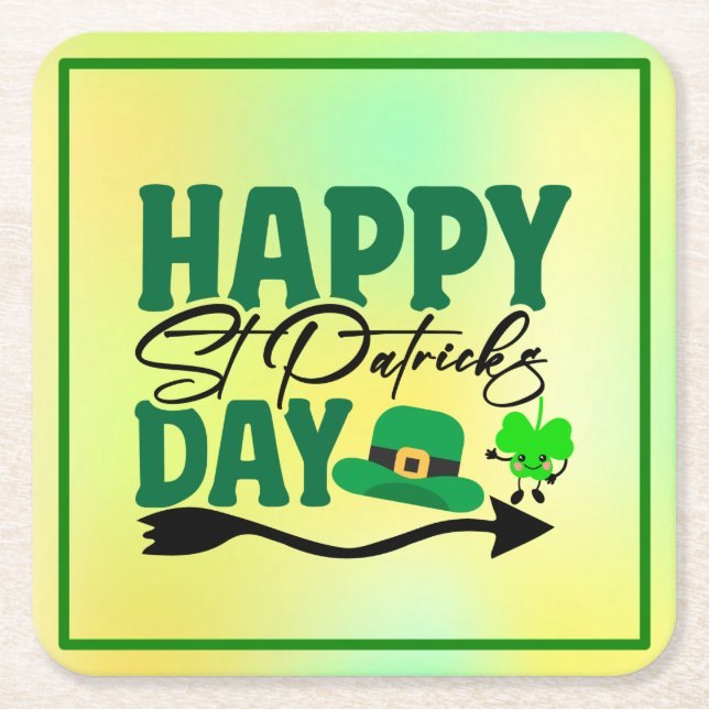 Glad St. Patrick's Day Underlägg Papper Kvadrat (Framsidan)