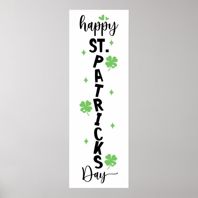 Glad St. Patricks Day Vertikal Shamrock-skylt Poster (Framsidan)