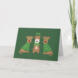 Glad St. Patricks Day Wales Wire Fox Terrier Hunda Helgkort