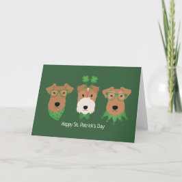 Glad St Patricks Day Wales Wire Fox Terrier Hundar Helgkort