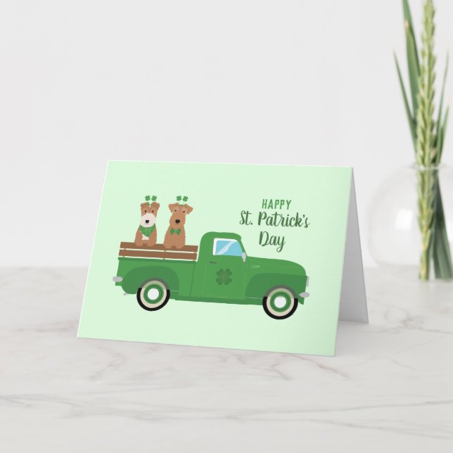 Glad St Patricks Day Wire Fox Terrier Hund Kort (Framsida)