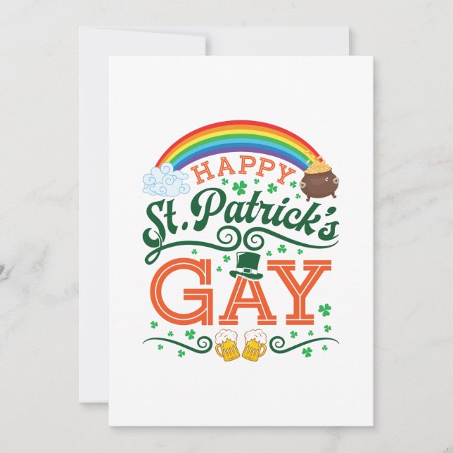 Glad St. Patricks HBTQ HBTQ Pride Regnbåge Julkort (Framsida)