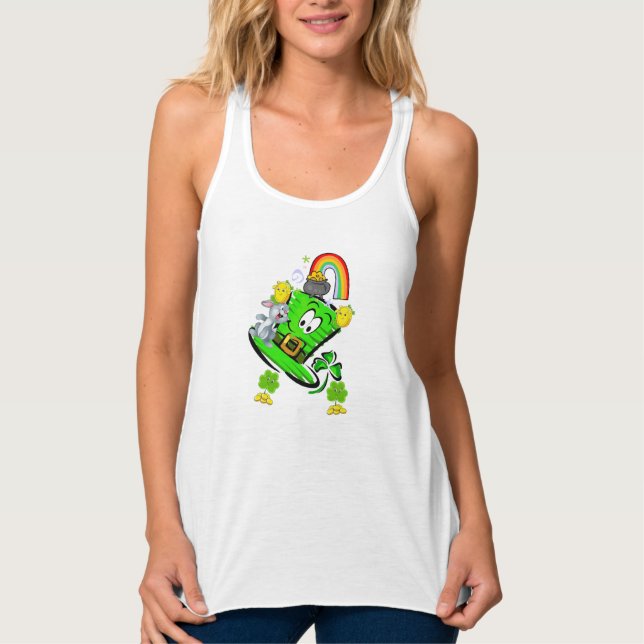 Glad St. Patricks Kanin Tanketopp Linne Med Racerback (Framsida)