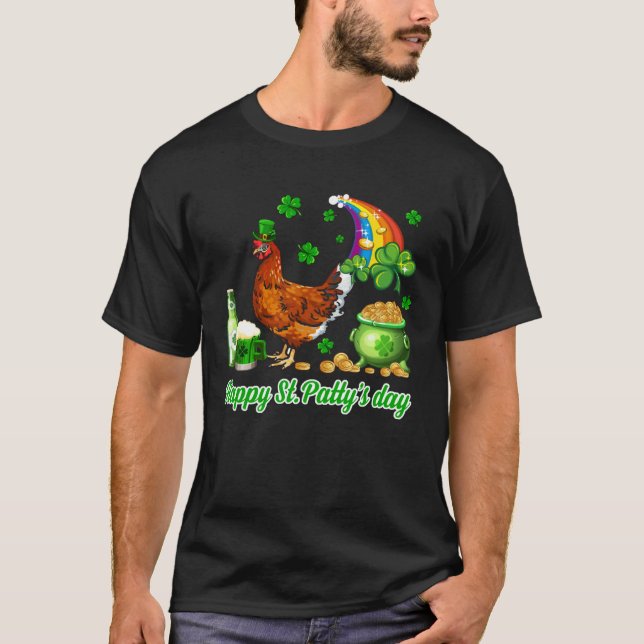 Glad St Patty s dag Patrick s dag Kyckling Dricker T Shirt (Framsida)