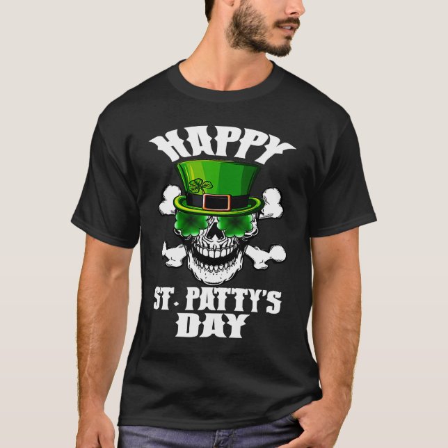 Glad St Patty's dag St Patricks Socker Skalle Lepr T Shirt (Framsida)