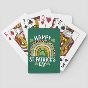 Glad St Saint Patricks Day Regnbåge Shamrock Casinokort
