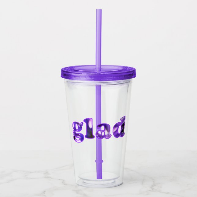 Glad stavade med lila blommor take away mugg (Framsida)
