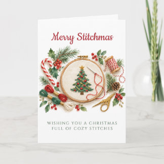 Glad Stickmas Korsstygns Julkort Kort