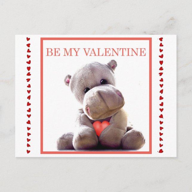 Glad Stoppad Flodhäst Barnvalentin Vykort (Framsida)