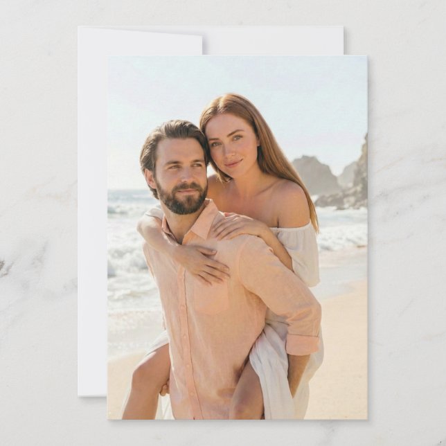 Glad strandfotografi med päron inbjudningar (Framsida)