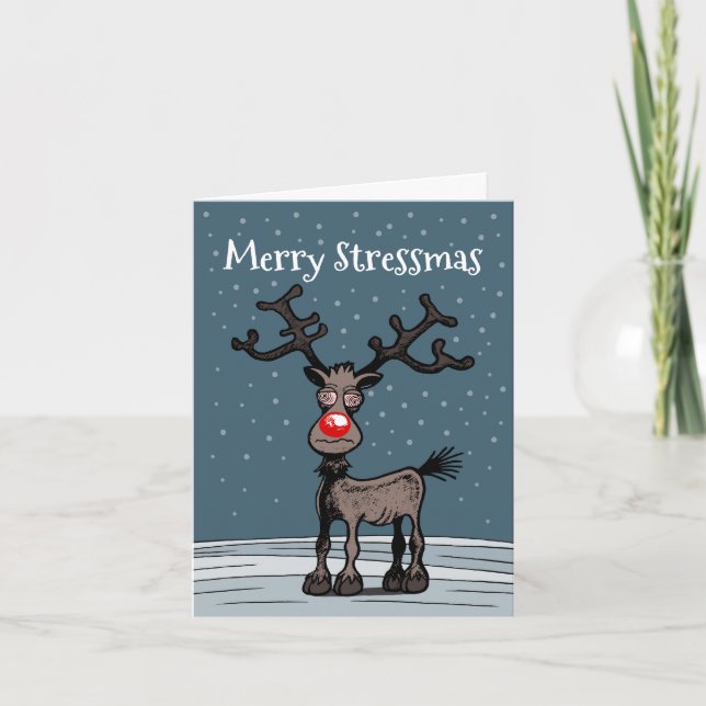 Glad Stressmas med Rudolf Julkort Helgkort (Framsida)