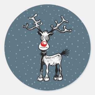 Glad Stressmas med Rudolf Renen Klistermärke