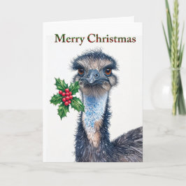 Glad Struts Högt Rött Bär Merry Christmas Helgkort