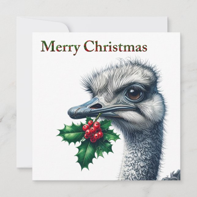 Glad Struts Högtidliga Julgran & Bär Merry Christm Julkort (Framsida)