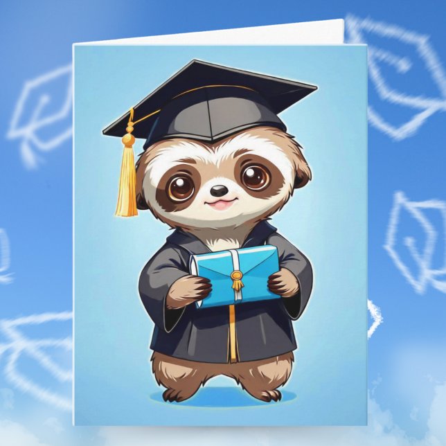 Glad student Chibis  Kort (Cheerful sloth chibis spark joy in adorable graduation celebration!)