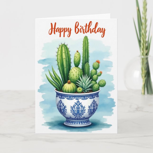 Glad Succulent Födelsedagskort Kort (Framsida)