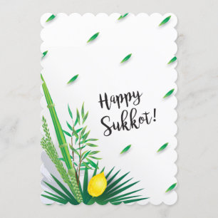 Glad Sukkot Lulav och Etrog Akvarell Inbjudningar