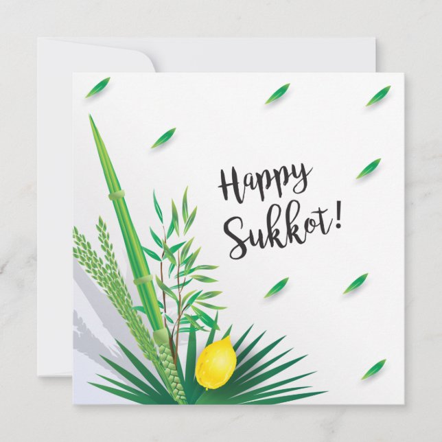 Glad Sukkot Lulav och Etrog Akvarell Inbjudningar (Framsida)