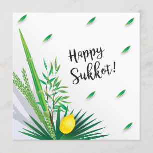 Glad Sukkot Lulav och Etrog Akvarell Inbjudningar