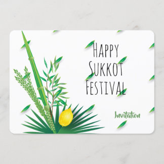 Glad Sukkot Lulav och Etrog Akvarell Inbjudningar