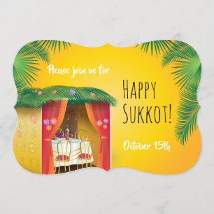 Glad Sukkot Sukkah Lulav och Etrog Akvarell Inbjudningar