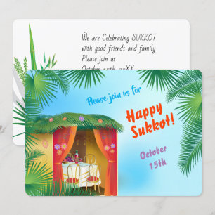 Glad Sukkot Sukkah Lulav och Etrog Akvarell Inbjudningar