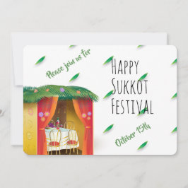 Glad Sukkot Sukkah Lulav och Etrog Akvarell Inbjudningar