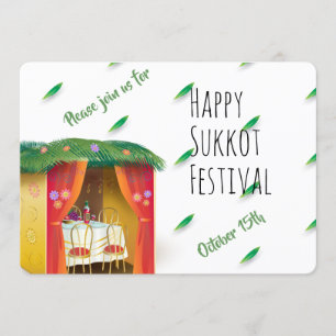 Glad Sukkot Sukkah Lulav och Etrog Akvarell Inbjudningar