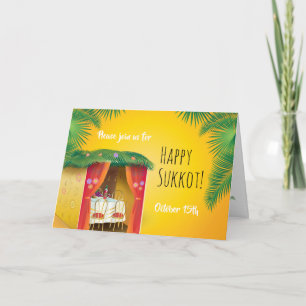 Glad Sukkot Sukkah, Lulav och Etrog Akvarell Kort