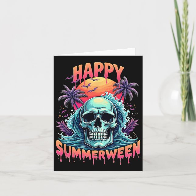 Glad Summerween Skelett Sommar Vattenmelon Jack-o Kort (Framsida)