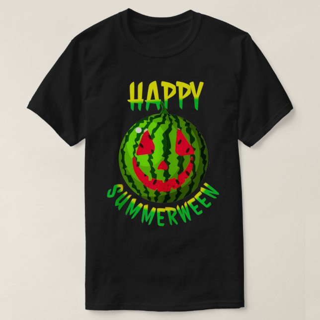 Glad Summerween Watermelon ved O Lantern T Shirt (Design framsida)