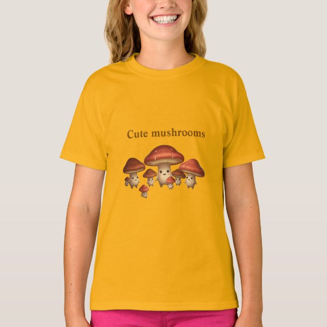 "Glad Svamp Kompis – Minimalistisk Söt Design"   T Shirt (Framsida)