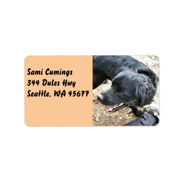 Glad svart Cocker Spaniel Adressetikett (Framsidan)