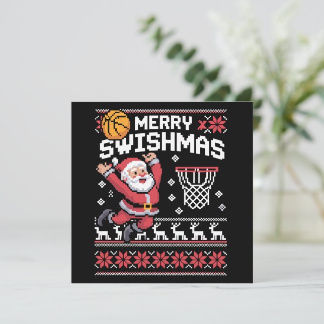 Glad Swishjul Basket ful Jul Jul  Julkort (Stående Fram)