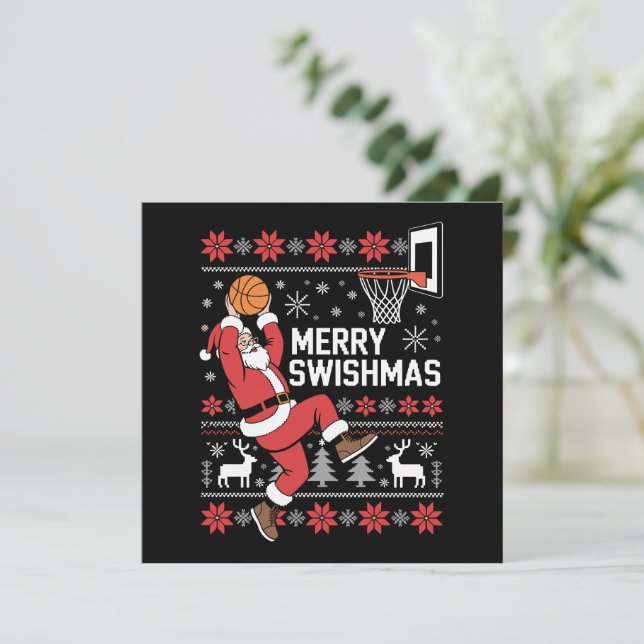 Glad Swishjul Basket ful Jul Jul  Julkort (Stående Fram)