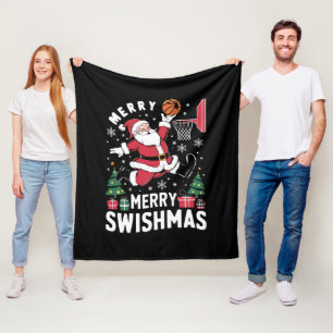 Glad Swishjul jul Santa spelar basketboll Fleecefilt