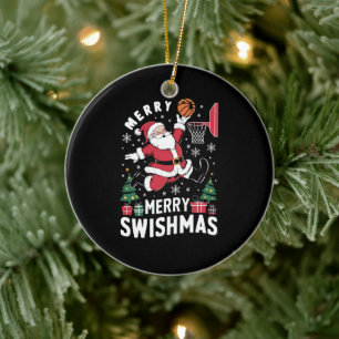 Glad Swishjul jul tomte spelar basket Julgransprydnad Keramik