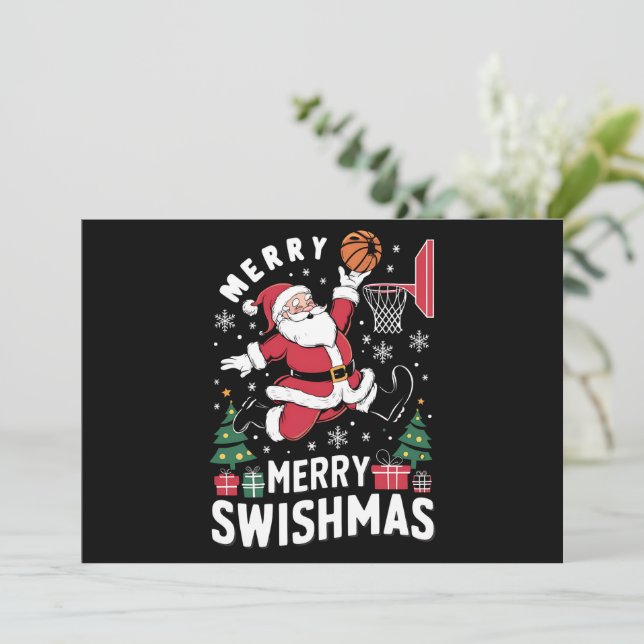 Glad Swishmas jul tomte spelar basket  Julkort (Stående Fram)