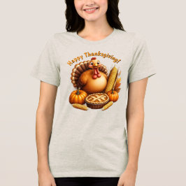 Glad t-shirt för kvinnor med kalkon för Thanksgivi