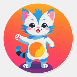 Glad Tabby-Kattunge Runt Klistermärke